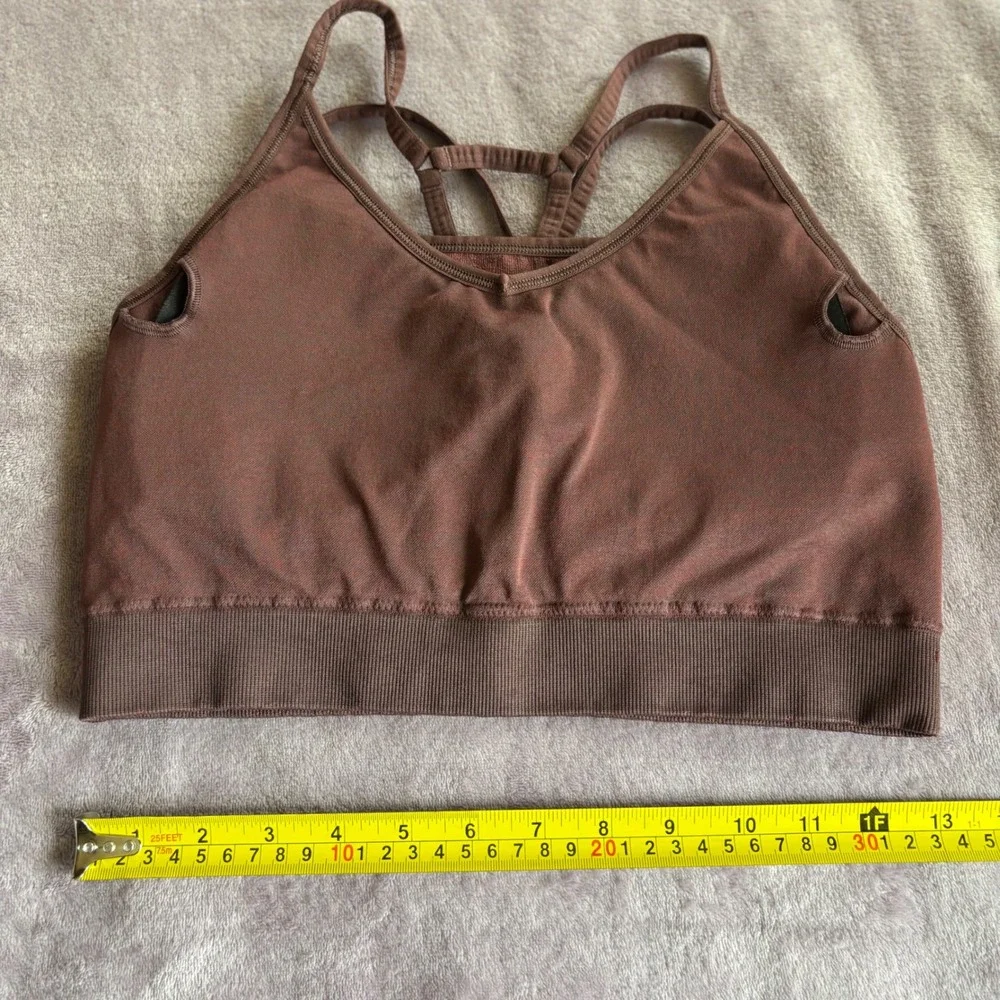 Gymshark Adapt Marl Seamless Sports Bra Brown Multi-Strap Racerback Womens
